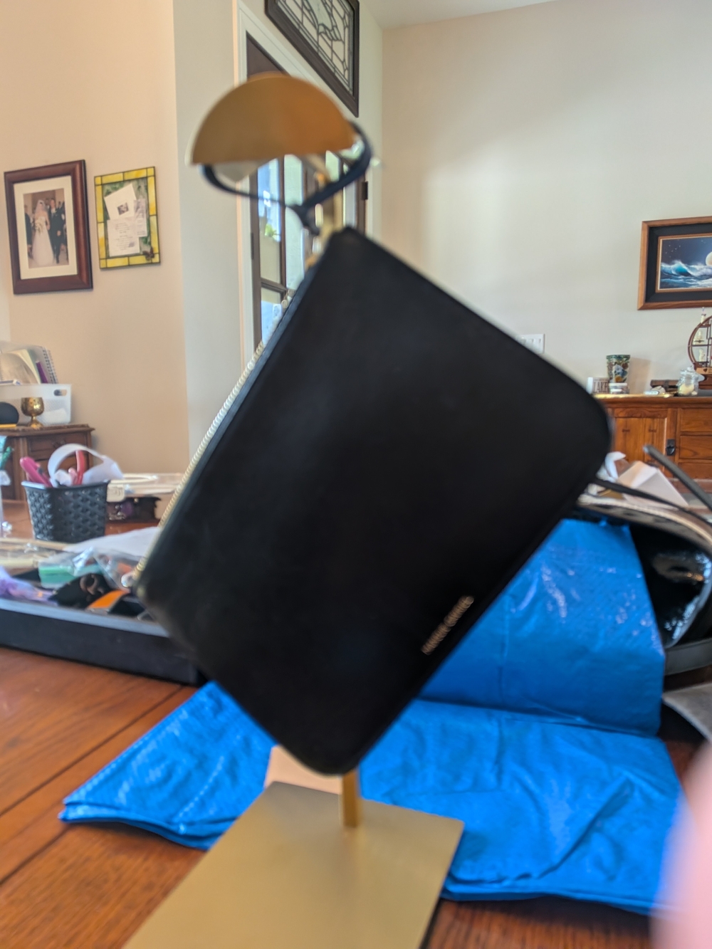 Mansur Gavriel Classic Black Leather Zip Pouch Clutch